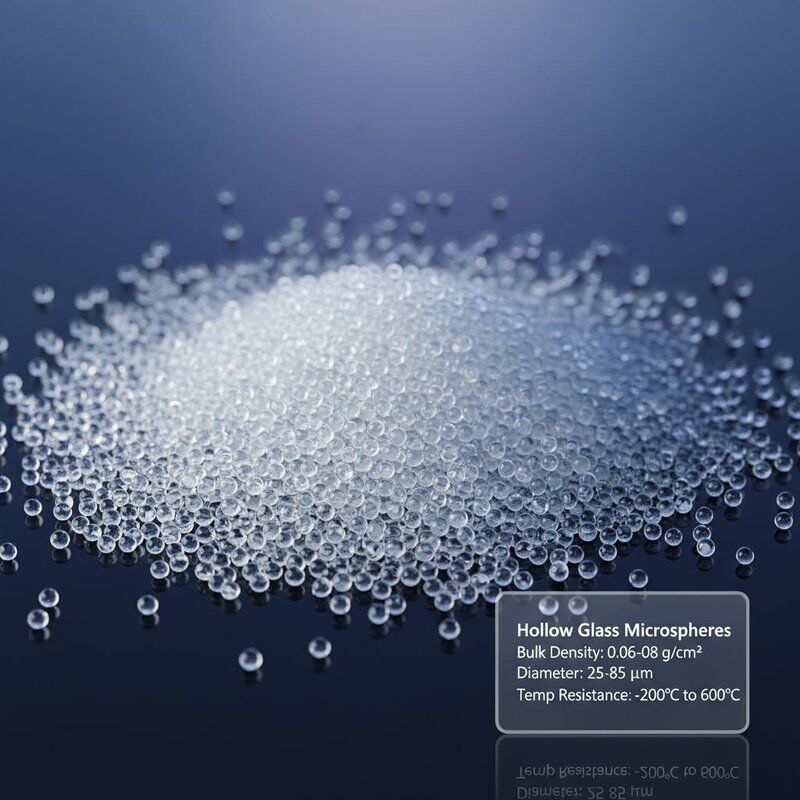 Hollow Glass Microspheres with Bulk Density 0.06-0.08, Diameter 25-85µm, and Temperature Resistance -200°C to 600°C