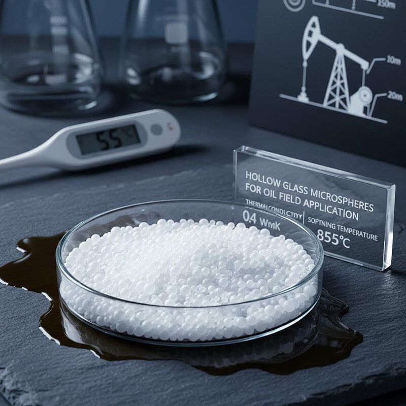 Hollow Glass Microspheres with Thermalconductivity 0.04 WmK for Oil Field Application and Softening Temperature 855℃