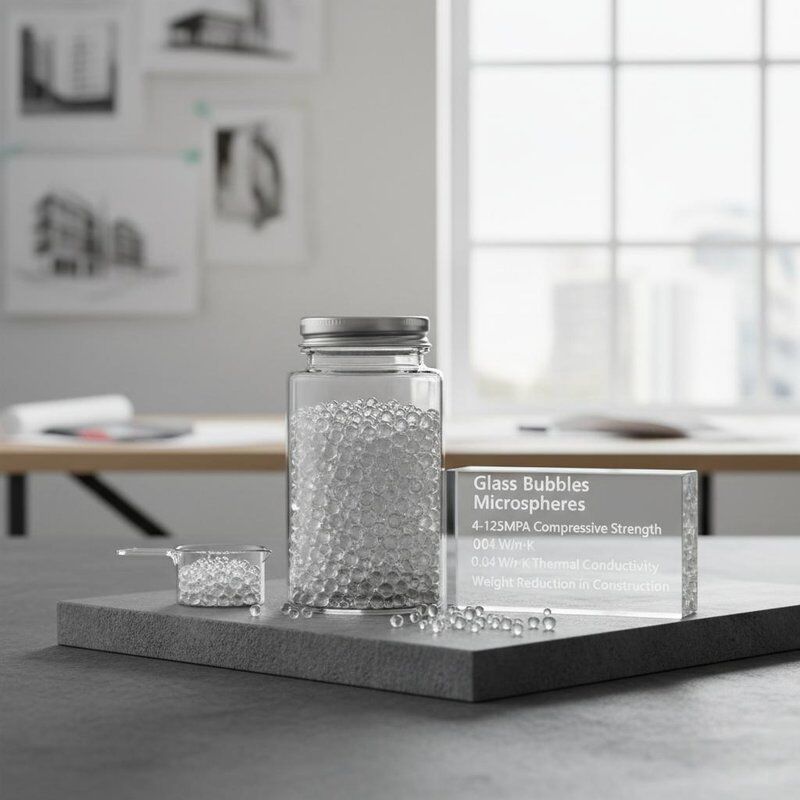Glass Bubbles Microspheres with 4-125MPa Compressive Strength and 0.04 W/m·K Thermal Conductivity for Weight Reduction in Construction
