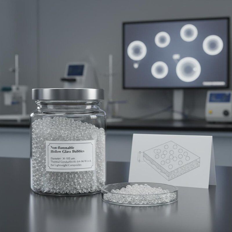 Non-flammable Hollow Glass Bubbles with Diameter 30-105 Micrometers and Thermal Conductivity 0.04-0.06 W/m·K for Lightweight Composites